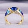 Women'S Blue Cubic Zirconia Vintage Ring European American Style Fashion Accessory For Anniversary Cocktail Party