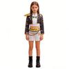 Girls Sequin Hip Hop Dance Outfit Set Crop Top Jacket Shorts with Purple Braid Wig Kids Jazz Stage Costume