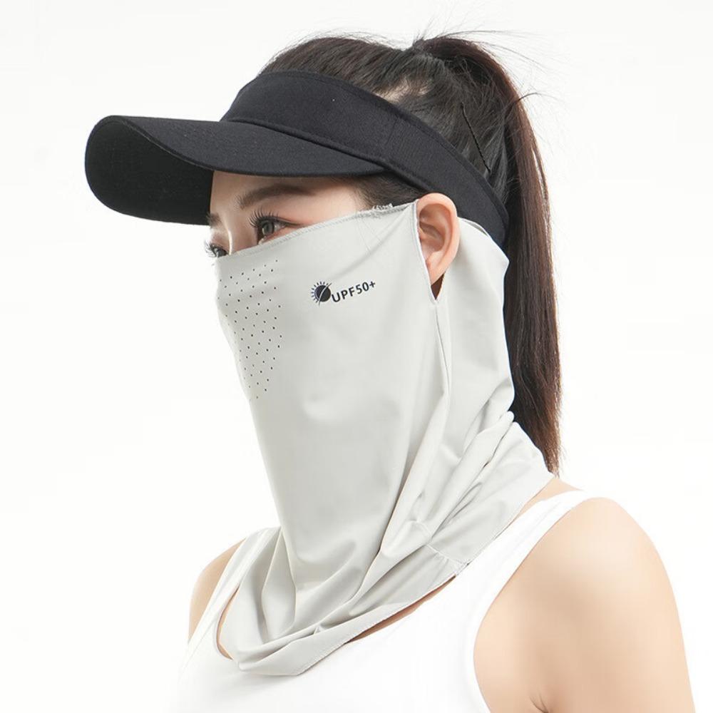 

Sunscreen mask women s summer ice silk breathable ultraviolet neck protection sunshade riding hanging ear face scarf face k Practical Use One Size світло-сірого кольору