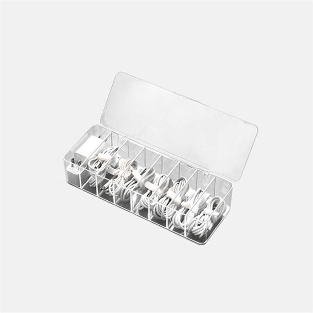 

1pc Data Line Box Transparent Plastic Cable Storage Storage Container Desk Stationery Makeup Organizer
