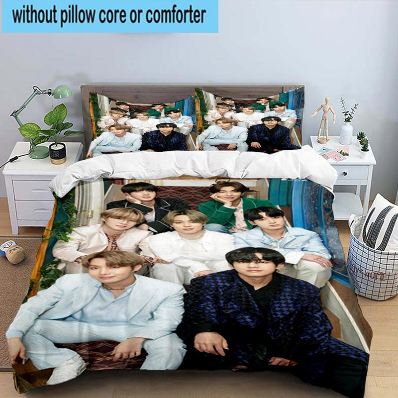 3 Stück K-Pop Musikgruppe 3 Stück Bettwäsche, inklusive 3 Stück Bettbezug und 2 Stück Kissenbezüge. Perfekt für Weihnachten, ideal für Schlafzimmer, Wohnheimzimmer