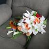 Wedding Bouquet for Bride Orange Roses Lily Wedding Bridal Bouquet Waterfall Bride Holding Flower Artificial Flowers Bouquet