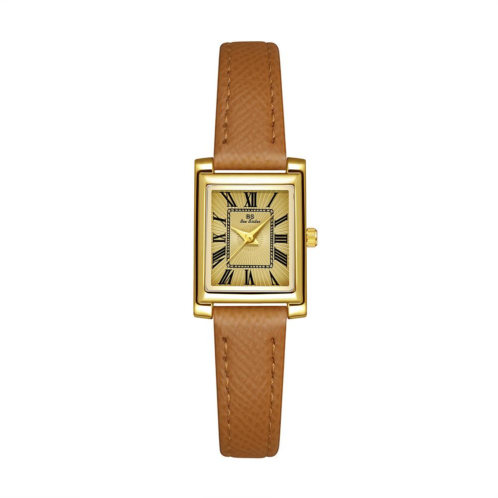 Light Luxury Square Dial Women's Watches Premium Elephant Grey Leather Strap Quartz Wristwatch Classic Temperament Ladies' Watch