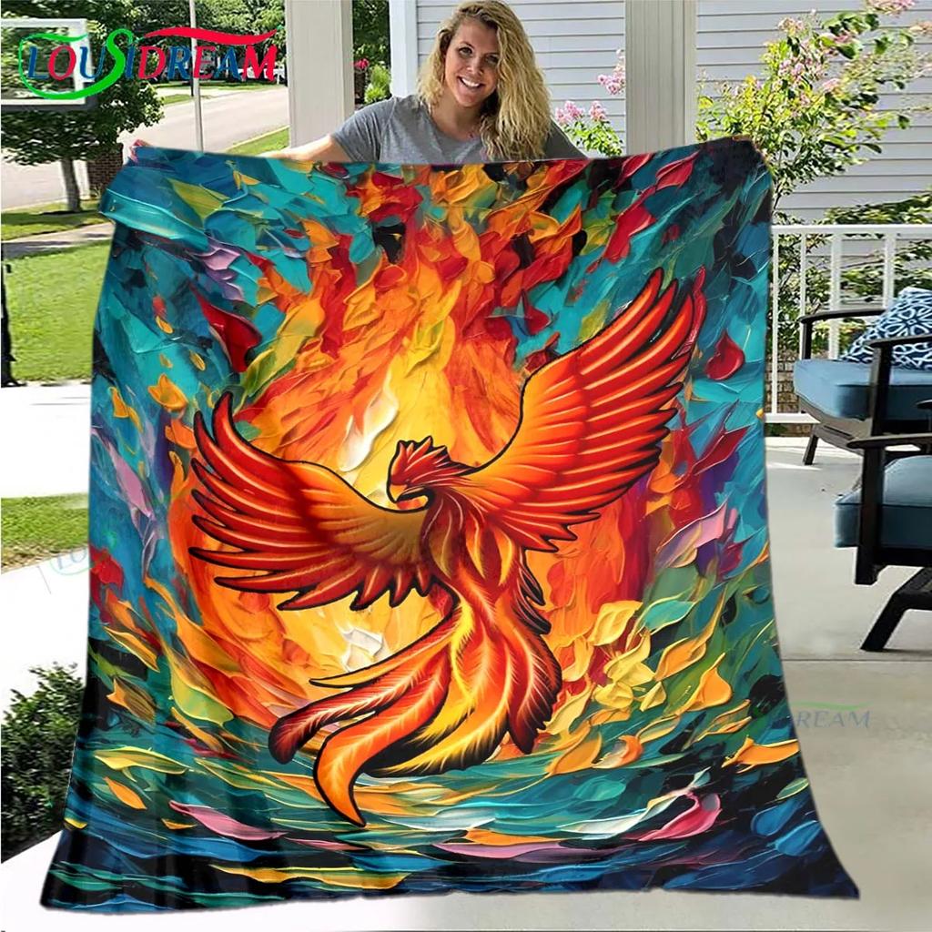 3D Popular Mythical Beast Phoenix Blanket,Flannel Throw Blanket for Home Bedroom Bed Sofa Picnic Office Hiking Leisure Nap Gift