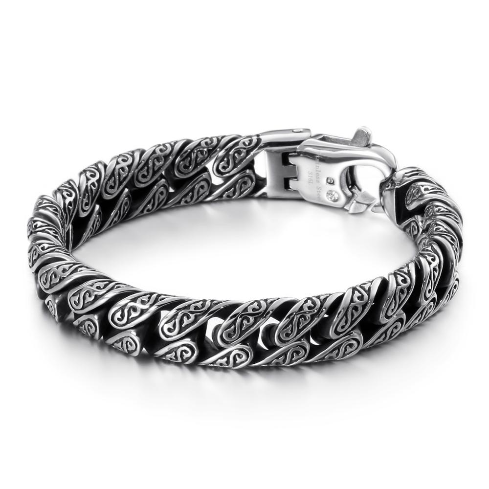 Modisches Totem Retro Armband 18K Vergoldeter Edelstahl Anhänger Geometrische Cubanische Kettenglieder Armband Unisex Geschenk Schmuck