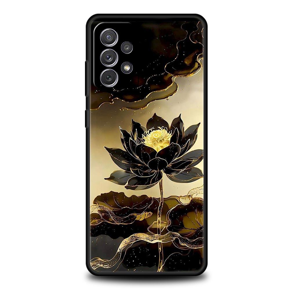 Phone Case For Samsung Galaxy A17 A15 A13 A51 A71 A41 A31 A21S A07 A03S A05 A35 A55 A23 A25 A33 A53 A73 5G Cover Lotus Pattern