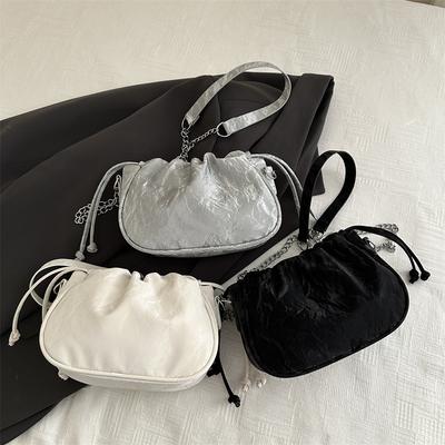 New Women's Bag New Chinese Pleated Chain Cloud Bag Niche Commuter Fashion Shoulder Bag Versatile and Fashionable Crossbody Bag