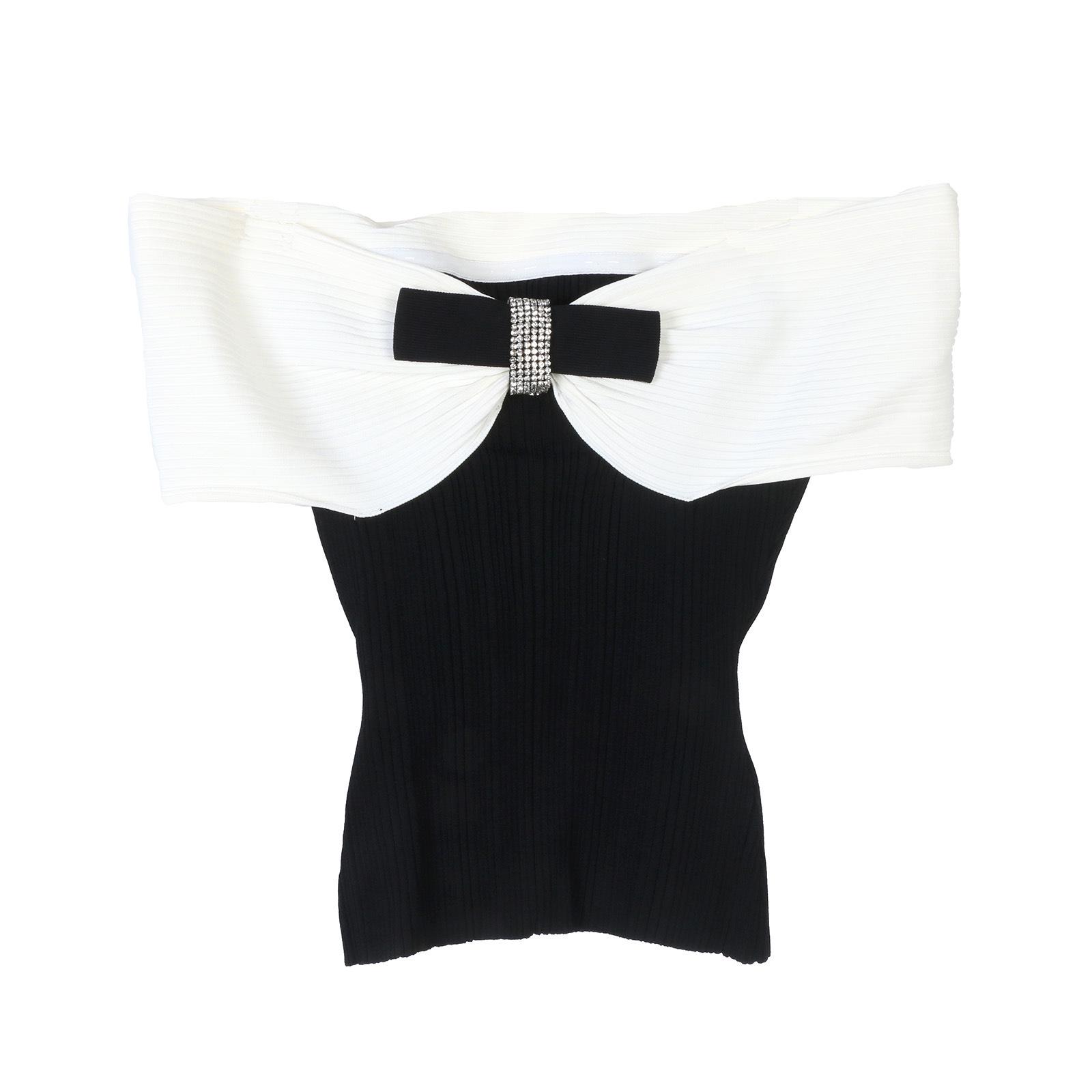 

Chic Summer French Bow Off-Shoulder Knitted Top Small
