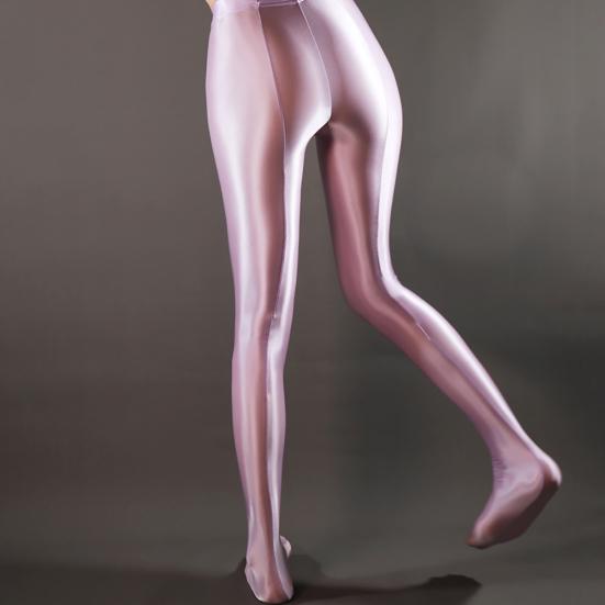 Stage Performance Leggings Glossy Shiny High Waist Fitness with Socks Stage Show Skinny Smooth Surface Yoga Trousers Women Clothing