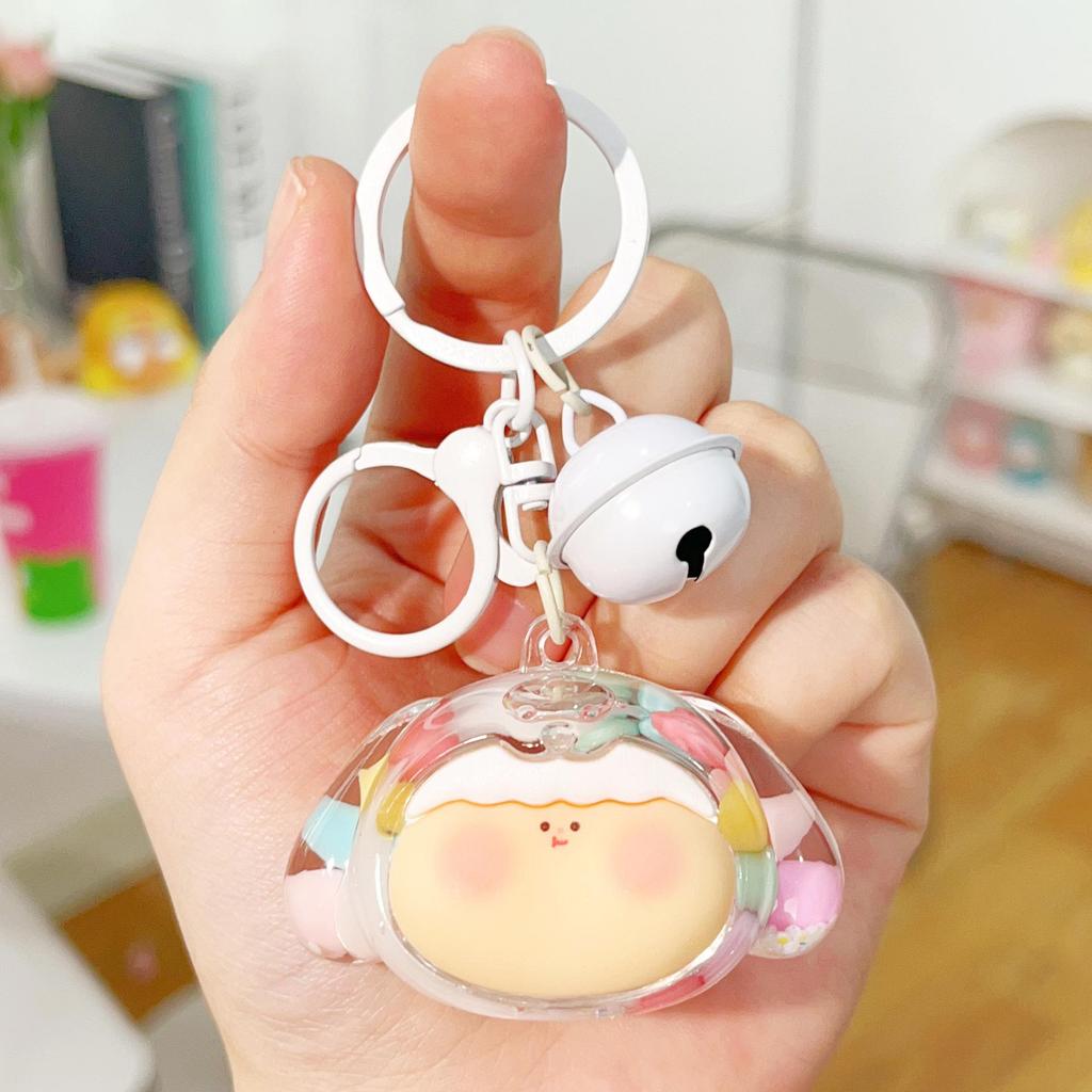 Acrylic Quicksand Lilith Dog Head Keychain - Cute Sparkly Doll Pendant Gift