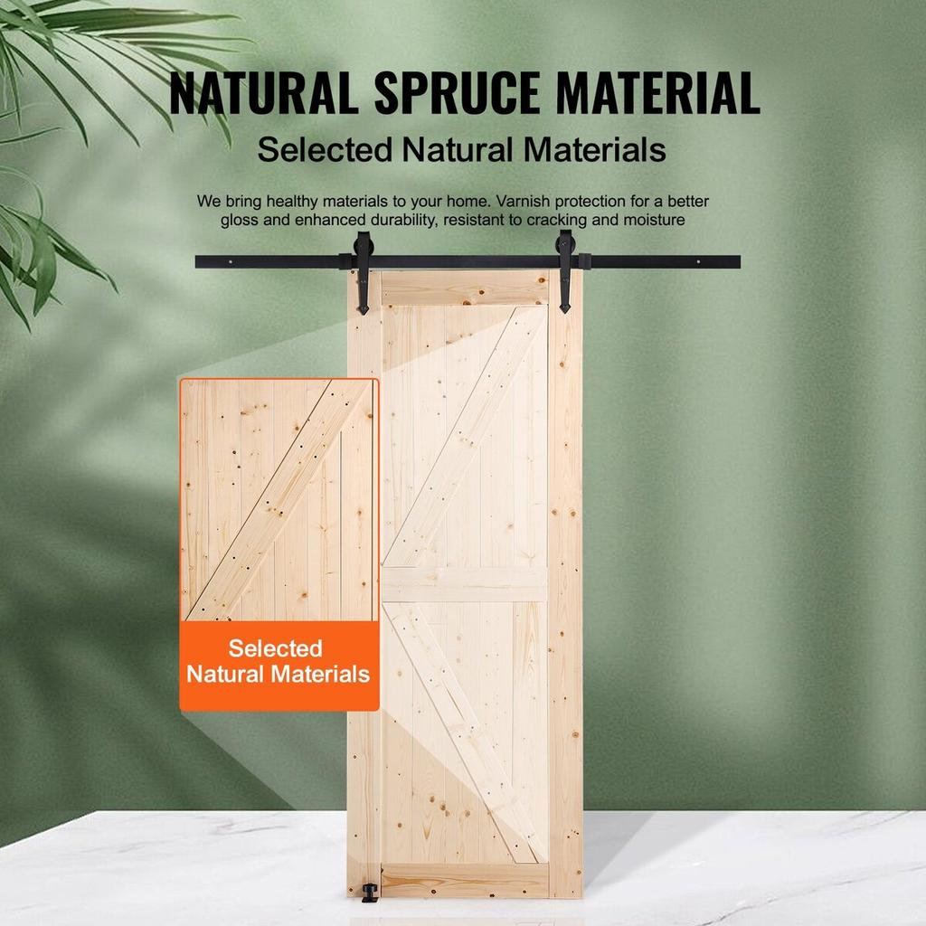 Barn Door and Hardware Kit 30" x 84" Wood Sliding Barn Door Kit Smoothly