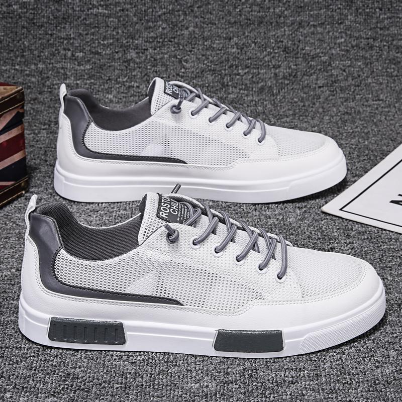 Summer Men's Shoes Breathable Mesh Shoes Canvas Shoes Male Students Trend Versatile White Shoes Platform Sports Casual Board Shoes Male
