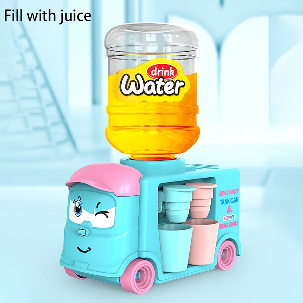 1pc Mini Children Dual Water Dispenser Toy with Cute Pink Blue Cold/Warm Water Juice Milk Drinking Fountain Simulation Kitchen T