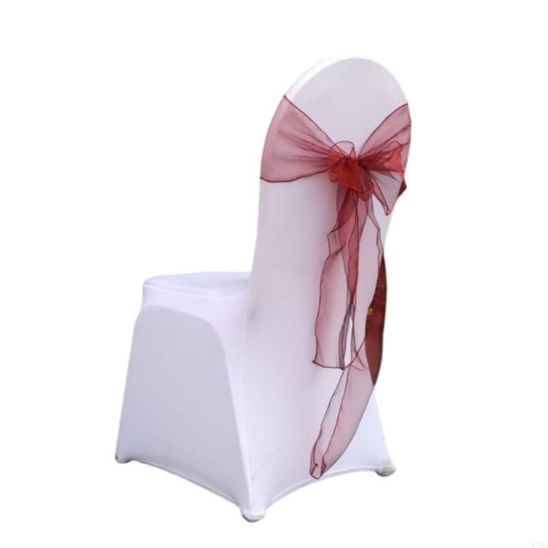 

10PCS Chair Back Decorative Bows Ribbons Hotel Banquets With Tulled Ribbons Chair Back Bows бордовий