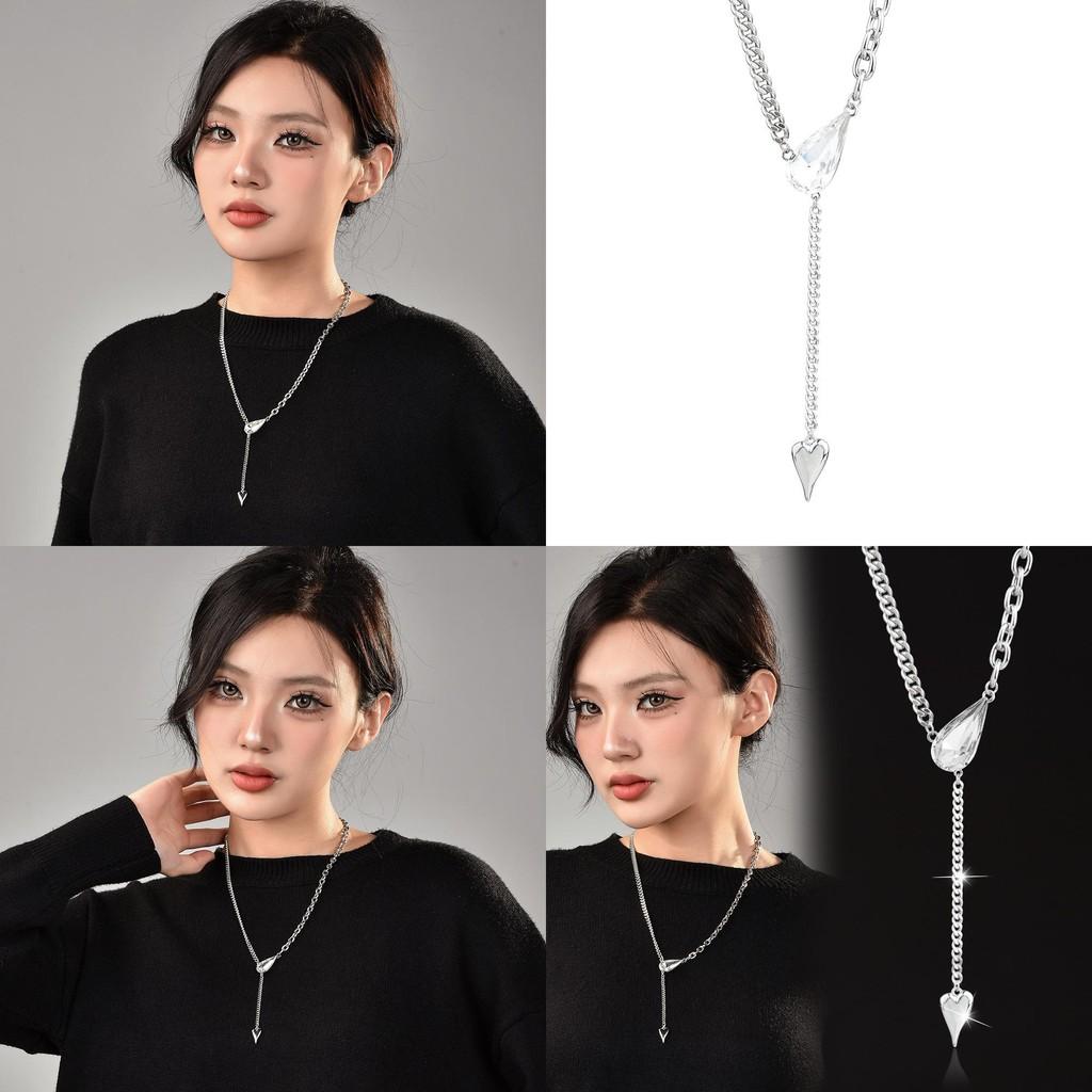Elegant Water Drop Crystal Chain Necklace For Women Versatile Stylish Jewelry Piece