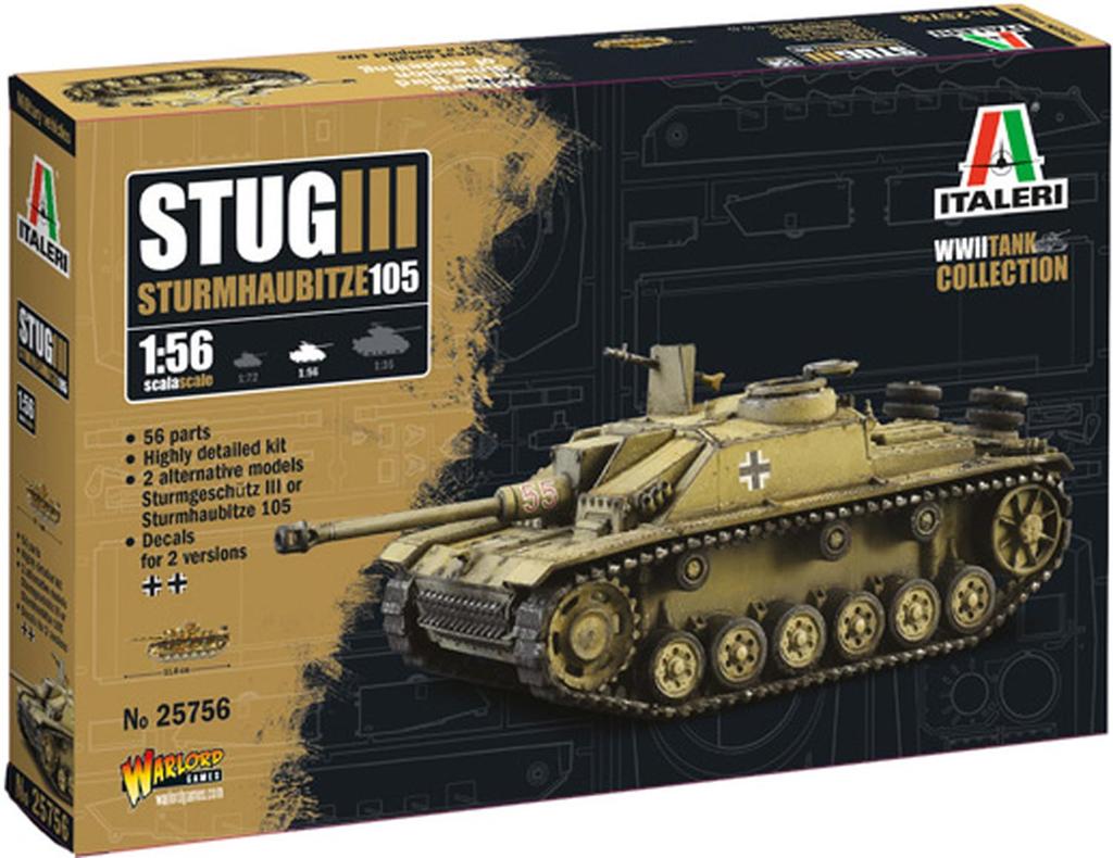 Italeri 1/56 WWII German Sd.Kfz.142/1 Sturmgeschütz III Ausf.G Plastic Model Kit IT25756