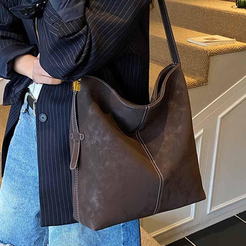 Foreign Temperament Large Capacity 2025 Autumn and Winter Retro Fashion Casual Commuting One-shoulder Cross-body Tote Bag for Women