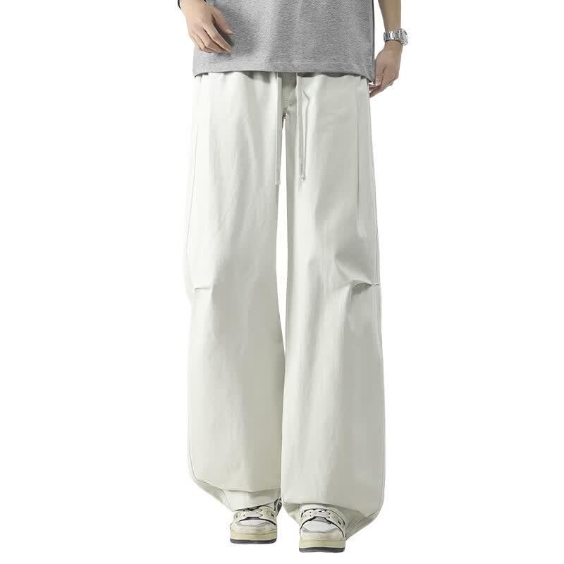 Izzueit Men's Pure Cotton Wide-Leg Straight-Leg Casual Pants