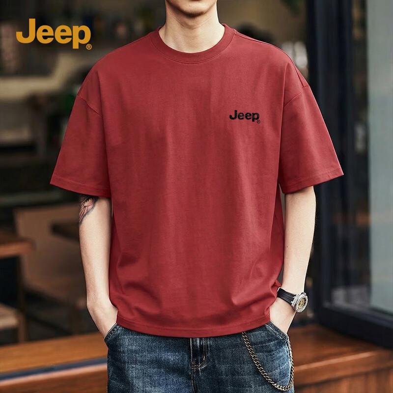 JEEP Men s Oversized Pure Cotton Short Sleeve T-Shirt L