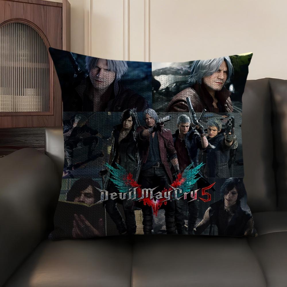 The DDevil May Cry Cushion Cover Natural Linen Organic Fabric DoubleSided Printing Sofa Home Decor Gift Pillow Case
