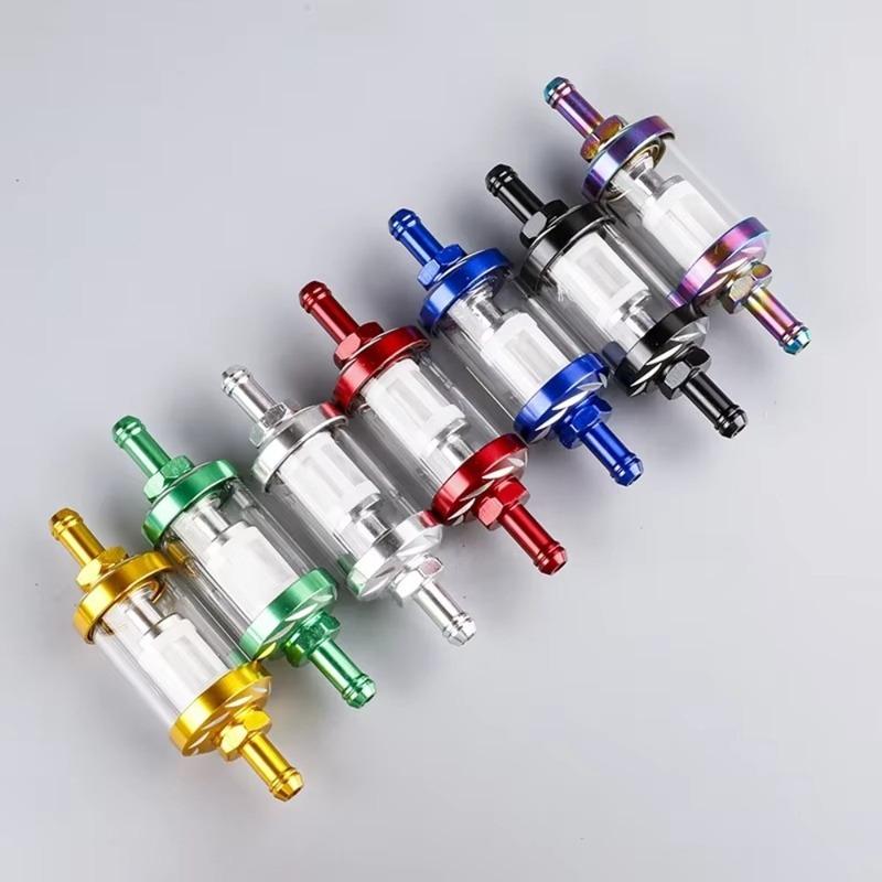 Universal Motorcycle Fuel Filter 8mm CNC Fuel Gas Filter Aluminum Alloy Auto Petrol Motor Machines Parts