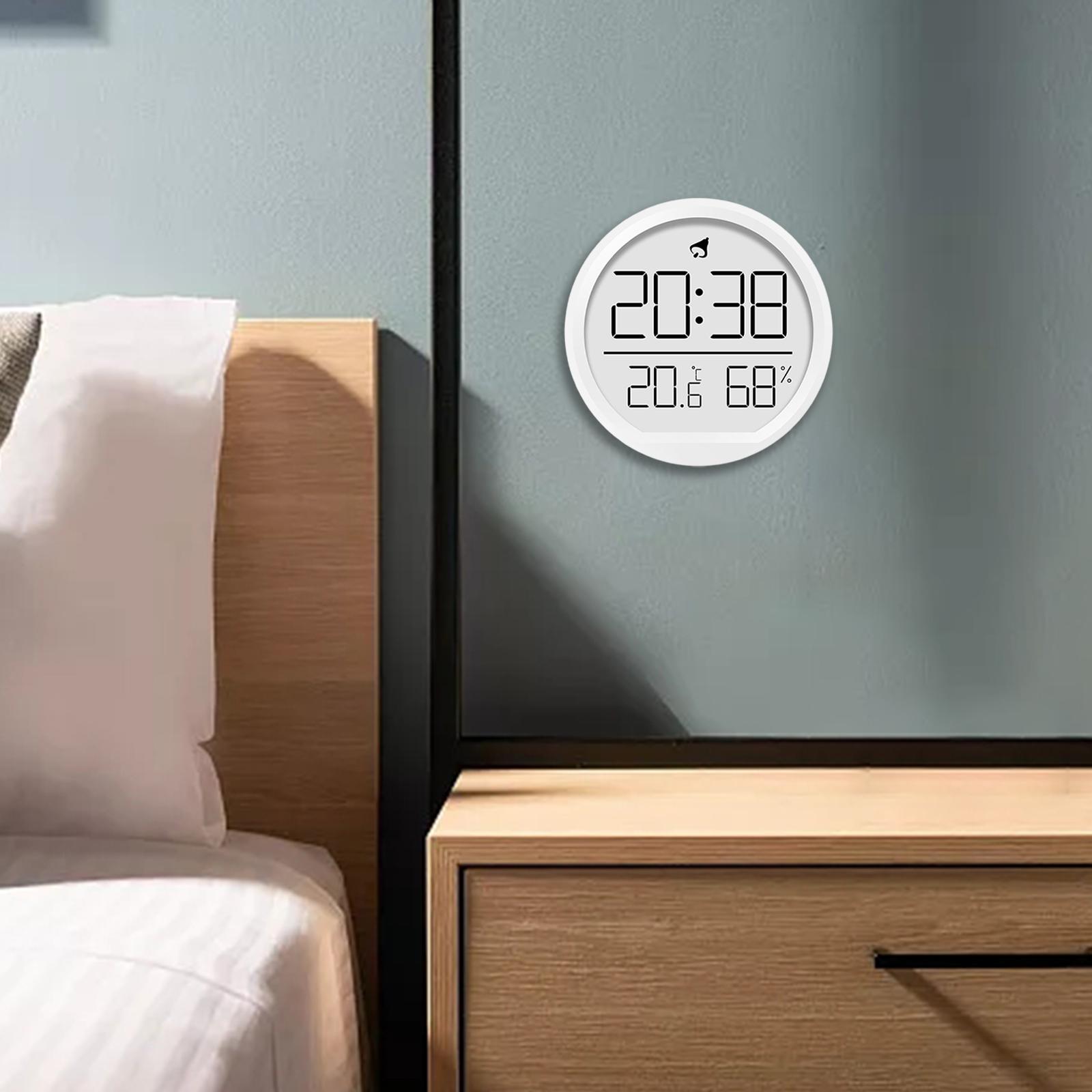 

Digital Alarm Clock Wall Clock Round 7.4cm Battery Powered for Elderly белый