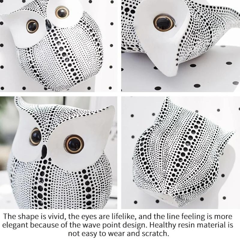 Resin Owl Sculpture Nordic Style Polka Dot Living Room Decoration Accessories Desk Decoration Sculptures Home Figurines  Decor