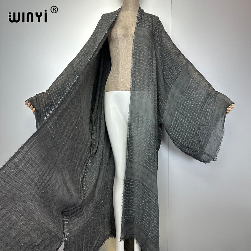 WINYI hochwertig bequem Damen Weicher Cardigan Lockeres Kleid Party Boho Maxi Strand Urlaub Bade-Überwürfe Afrika Kimono
