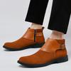 Fashion Genuine Leather Cowhide Retro Wedding Men Chelsea Boots Winter Dress Double Buckle Men Casual Ankle Suede Leather Boots Footwear