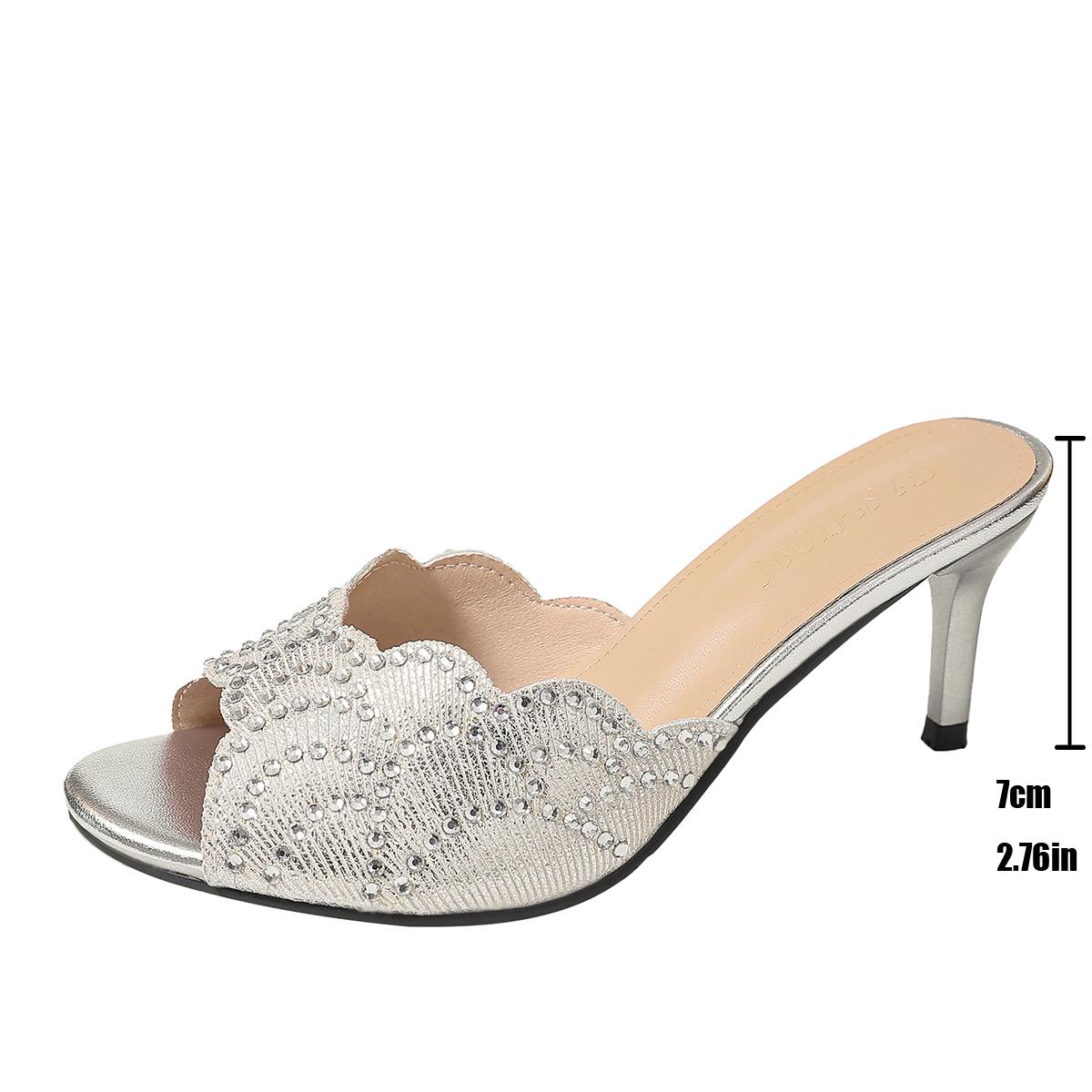 High Heels Slim Embroidered Stiletto Shoes Champagne Gold Embroidered Women s High Heels Cool Slippers 36 золотой