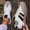 Women's Color-Blocked Round-Toe Lace-Up Flat Low-Top Training Sports Board Shoes, European Style, Available In Large Sizes.