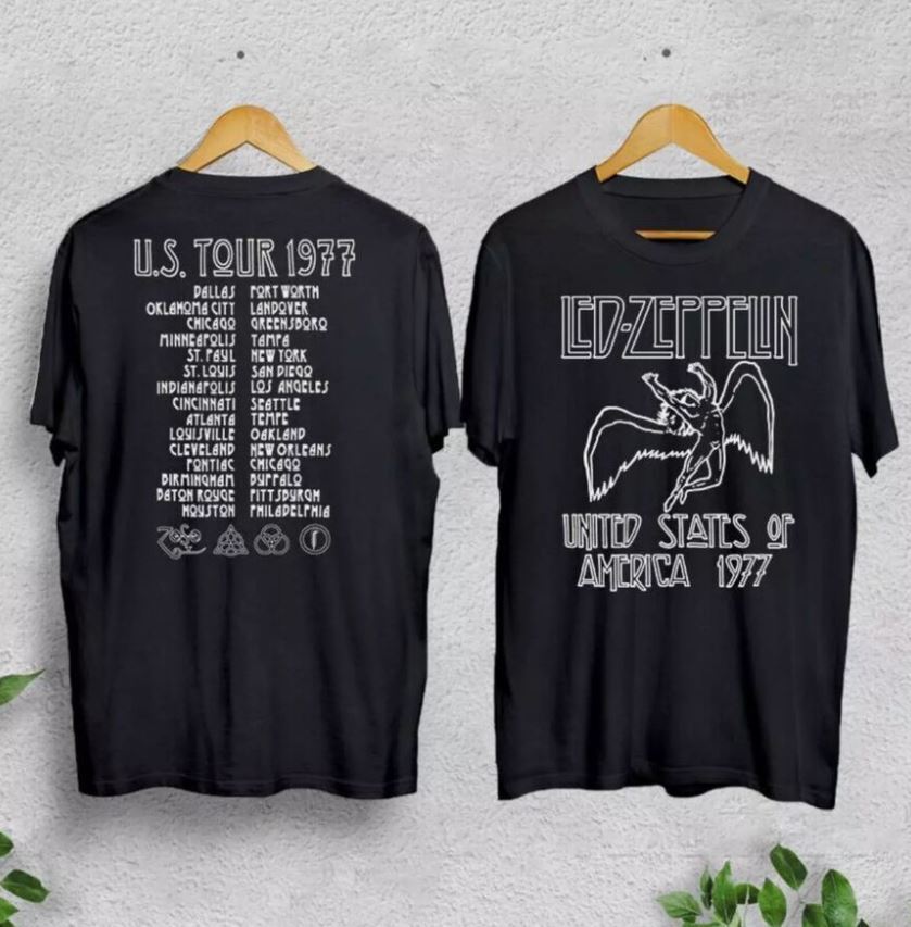 Vintage Led Zeppelin 1977 Music Tour Unisex T-Shirt Gift For All Fans