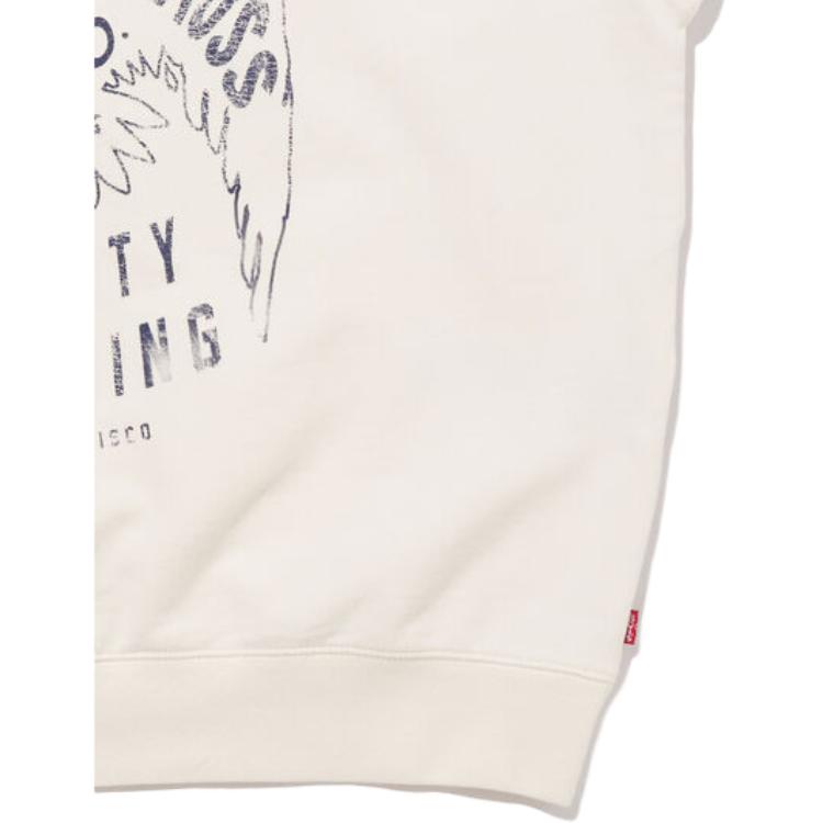 Levis Crew Neck Pullover Logo Embroidery Print Long Sleeve Sweatshirt Women Sweatshirt White A7288-0012