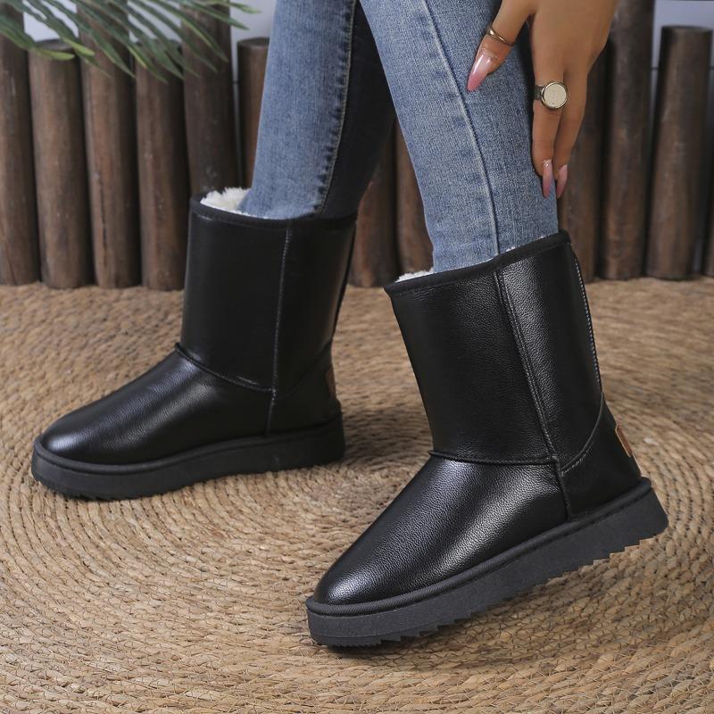 Medium and High Snow Boots Women's Winter Velvet and Thicker, Thick-soled Warm Fur Integrated Cotton Shoes