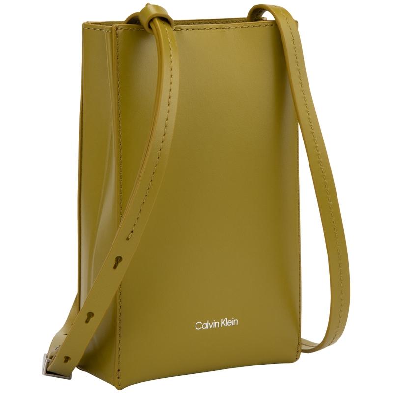 Calvin Klein Minimalist Daily Commuter Portable Versatile Leather Crossbody Phone Bag Medium Women bags Grass-Yellow 4F1016G-UW3