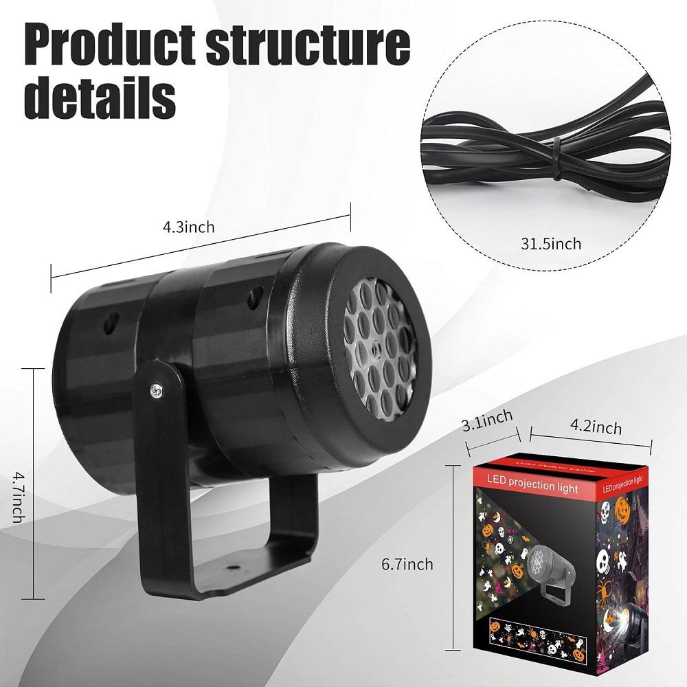 Halloween Projector Lights Outdoor Holiday Pumpkin Ghost Skull Horror Projector Rotating LED Stage Lights Halloween Party Decor