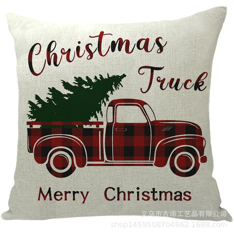 New Santa Claus Christmas Tree Printed Cushion Car Sofa Cushion Set Christmas Decoration