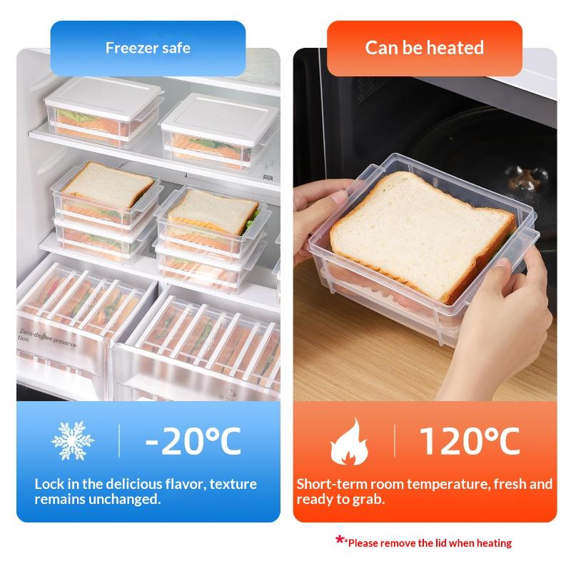 1Pcs Sed Bread Storage Box Toast Refrigerator Freezer French Preservation Container Food Storage Covered Partition Box