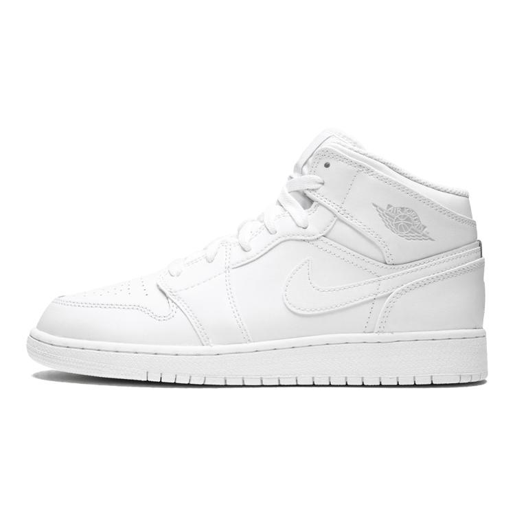 Jordan 1 Retro Mid GS Triple White 554725-104 38.5