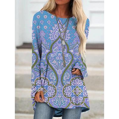Women's Plus Size 3D Printing Long Sleeve T-shirt Spring Autumn Round Neck Casual Loose Top Clothes