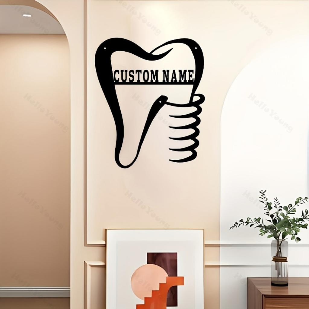 Custom Metal Sign Tooth Silhouette Surname Decor Hot Sale for Doorway Garden Home