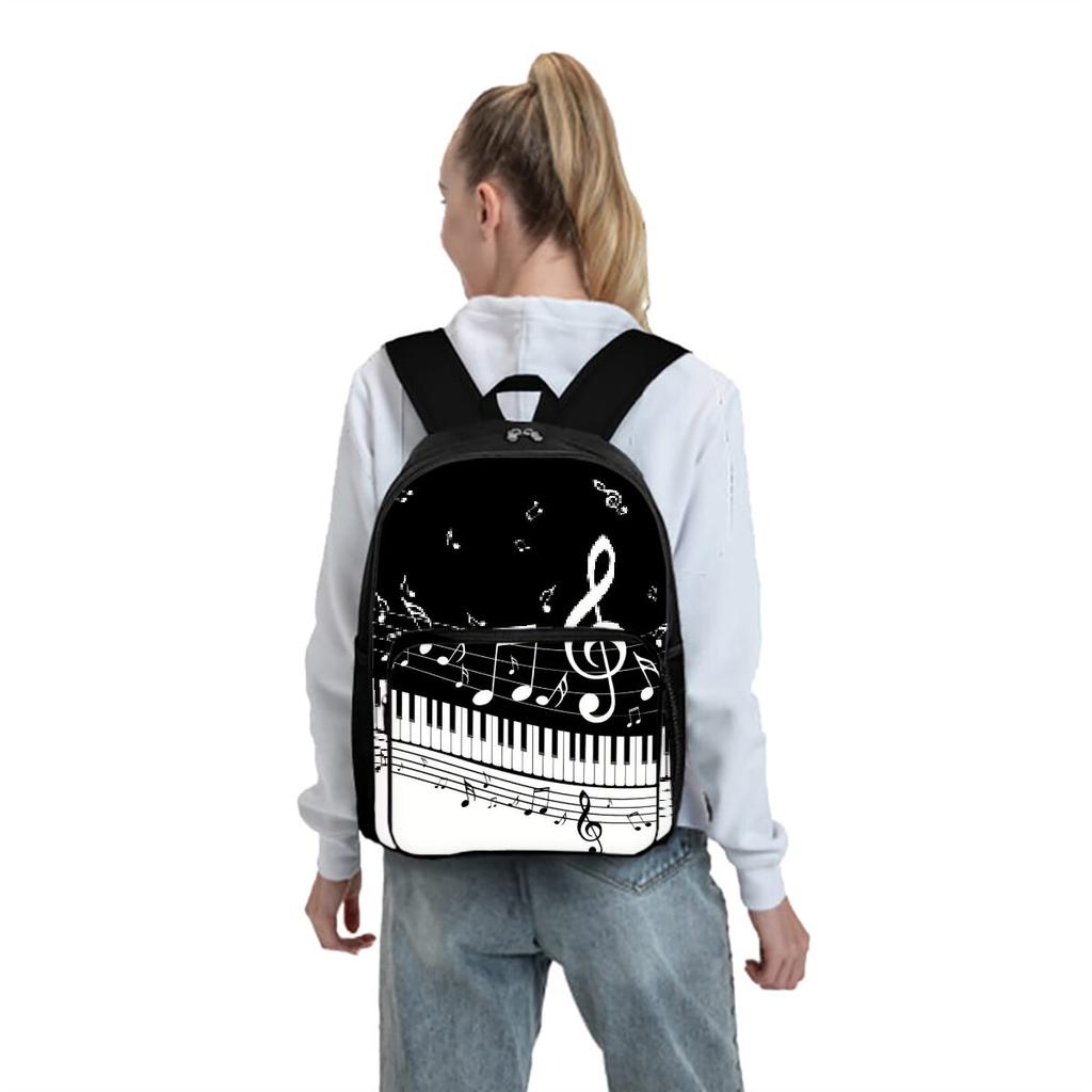 Muzieknoot Print Vierkante Voorvak Rugzak Rits Grote Capaciteit voor Jongens/Meisjes Beste Cadeau 2D Cartoon Kinderen Schooltas