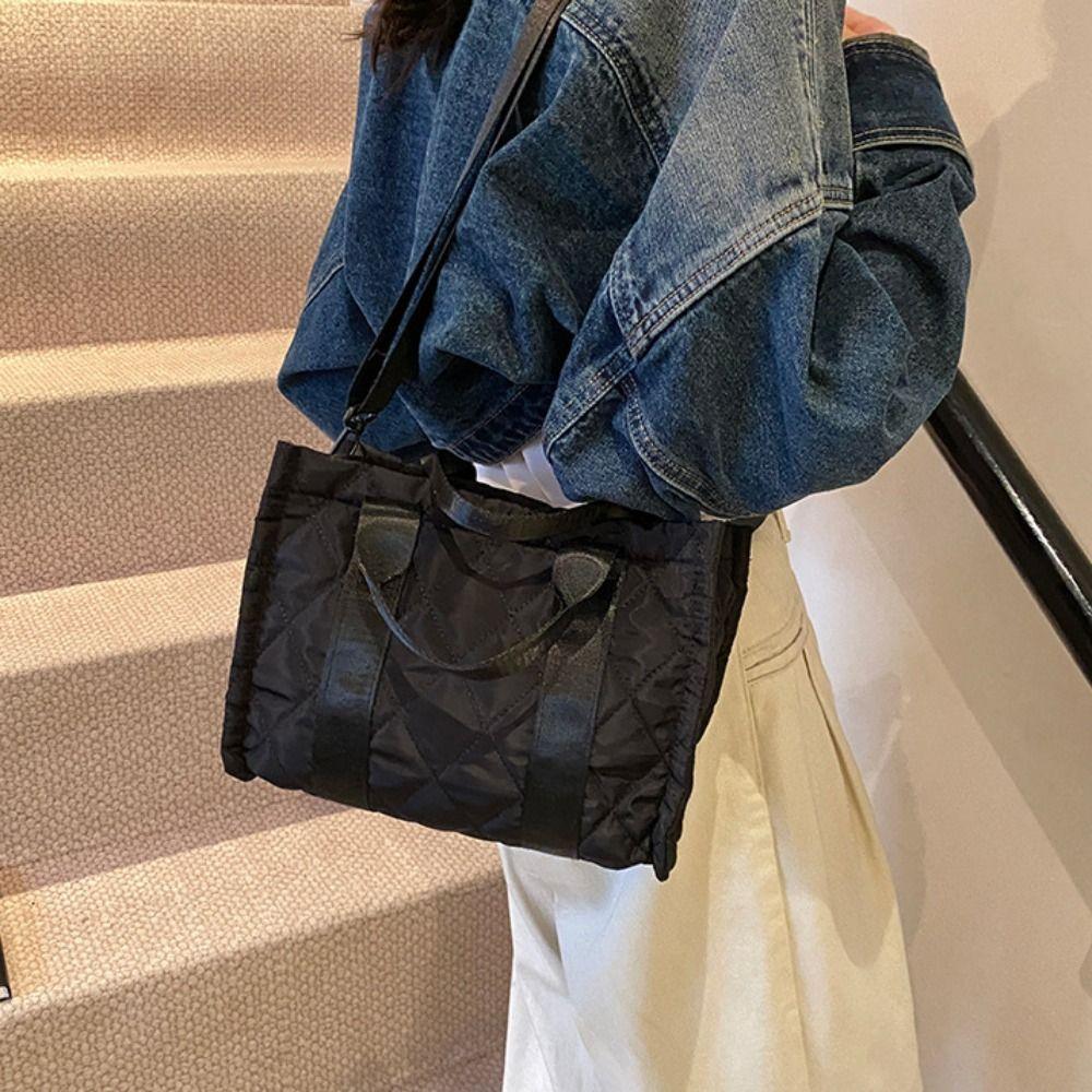 Rhombus Plaid Korean Shoulder Bag Korean Style Small Puffer Bag  Office Worker