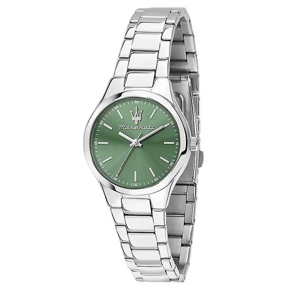 Maserati Attrazione Acero Inoxidable Esfera Verde Sunray Cuarzo R8853151508 Reloj de Mujer