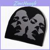 Acrylic Knit Hat With Facial Expression Pattern For Casual Winter Outdoor Wear