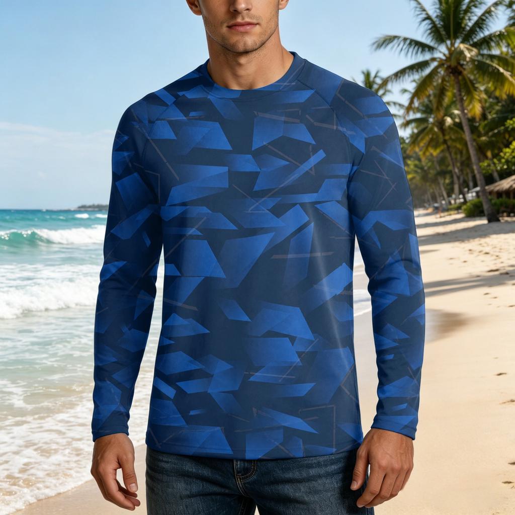 Men's UPF50+ Sun Protection Long Sleeve Shirt Stretch Outdoor Sports Performance Top Lightweight Breathable Fabric