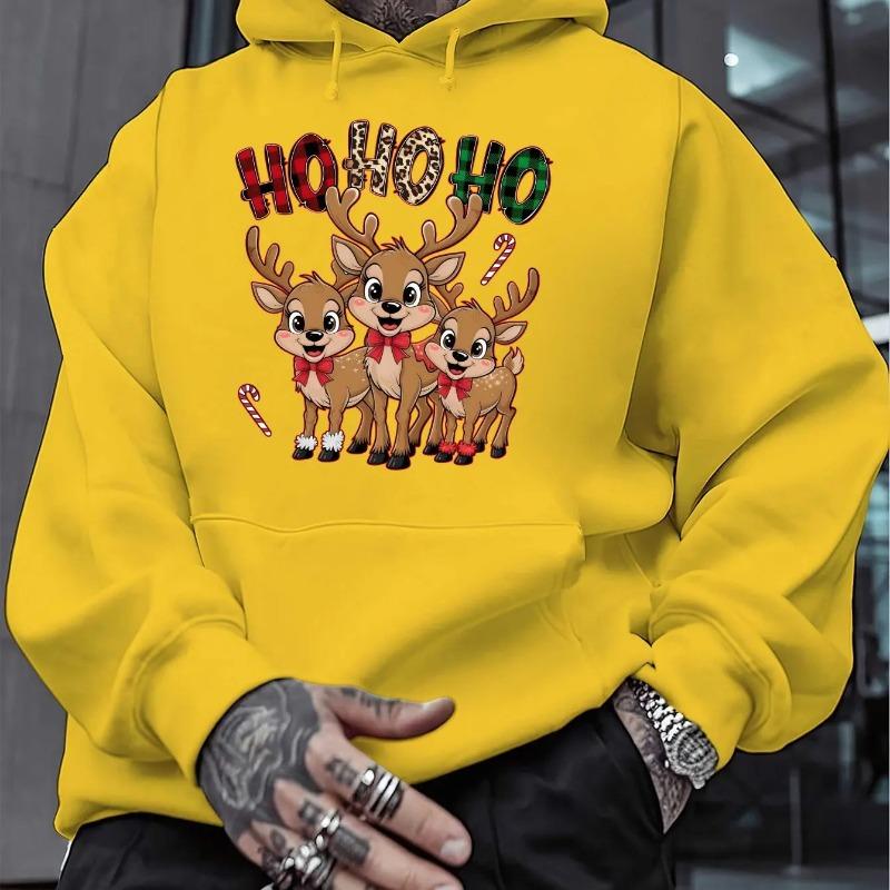 Christmas Reindeer Trio Men's Sweatshirt Hoodie   Comfortable and Soft Fabrics Exquisite Gifts for Family and Friends