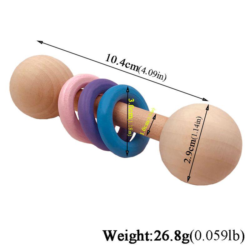 Organic Wood Montessori Styled Baby Rattle Perfect Grasping Teething Toy for Toddlers Paint