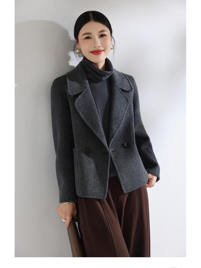 2025 Autumn/Winter Korean Style Short Double-Sided Wool Coat for Women - Fashionable, Versatile, and Loose Fit.