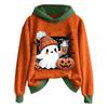 Ladies' Casual And Fashionable Halloween Printed Long Sleeved Hooded Warm Shirt Loose And Comfortable Hoodie